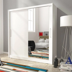 Milos 180 cm Schiebeschrank weiß moderne Garderobe ideal für ein Schlafzimmer Kleiderschrank oder Flur