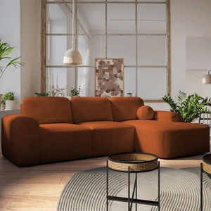Ecksofa mit Schlaffunktion Arbon ziegelrot rechte Ecke modernes Design mit markanter Form weicher Stoff