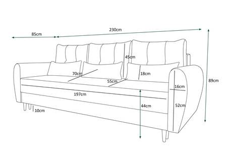 Sofa mit Schlaffunktion Rovigo Flasche grün leichte Form mit elegantem Charakter perfekt für jedes Interieur weicher Stoff