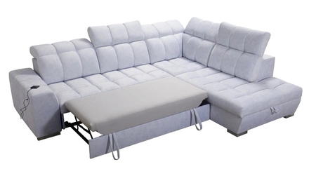 Ecksofa mit Schlaffunktion Luigi VII Esche grau rechte Ecke bequemes Schlafsofa in moderner Form