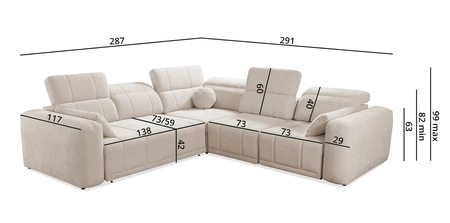 Ecksofa mit Schlaffunktion Cetara III blau rechts Ergonomisches Ecksofa mit verschiebbarer Rückenlehne und verstellbaren Kopfstützen
