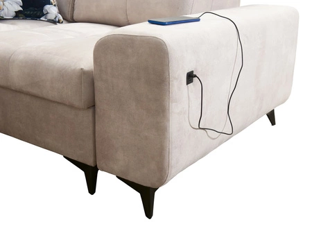 Ecksofa mit Schlaffunktion Buffalo XI olive links stilvolles Ecksofa mit drei Bettkästen Veloursstoff