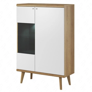 Primo 90 cm niedrig Primo 90 cm Eiche riviera / weiß modernes Design im skandinavischen Stil Kante eingefasst mit Spezialfurnier Sicherheitsglas