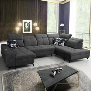 Buffalo VI Ecksofa mit Schlaffunktion graphit links funktionelles und stilvolles Ecksofa mit drei Bettkästen