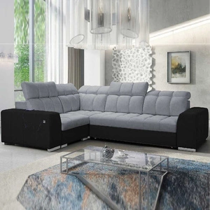 Ecksofa mit Schlaffunktion Luigi II grau / schwarz links Komfort für die tägliche Entspannung Ecksofa mit Bettkasten
