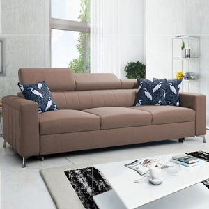 Sofa mit Schlaffunktion Savona hellbraun bequemes Sofa für Wohnzimmer bietet Komfort während der Ruhe verstellbare Kopfstützen