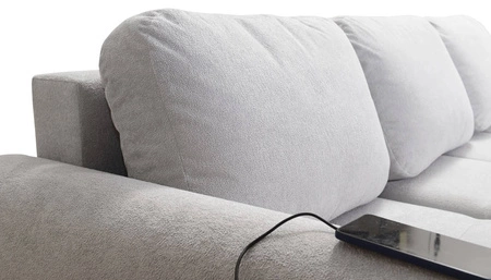 Ecksofa mit Schlaffunktion Sanfte grüne linke Seite Stilvolles Design Ecksofa zeichnet sich durch seine abgerundete Form aus