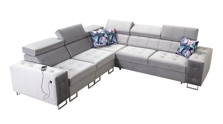 Ecksofa mit Schlaffunktion Hampton III hellbraun links komfortables Ecksofa aus glattem und weichem Samtstoff
