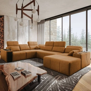 Ecksofa mit Schlaffunktion Tesalia VIII honey right komfortables Ecksofa für das Wohnzimmer mit innovativer Schiebefunktion der Rückenlehne