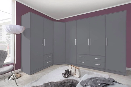 Eckschrank Caspe anthrazit modernes Design ABS-Finish und Aluminiumgriffe