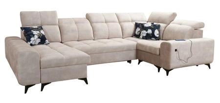 Ecksofa mit Schlaffunktion Buffalo IV blau linksseitig stilvolles Ecksofa mit zwei Bettkästen Velourstoff