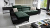 Ecksofa mit Schlaffunktion Alcamo grün/schwarz links elegantes und stilvolles Ecksofa mit einer ausziehbaren praktischen Schublade an der Seite des Möbels