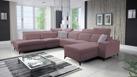 Ecksofa mit Schlaffunktion Kelly Sleek X lavendel rosa rechtes extrem elegantes Ecksofa für Wohnzimmer mit verstellbaren Kopfstützen