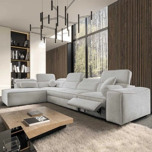 Ecksofa mit Schlaffunktion Viano XI Lux grau Esche links Design-Ecksofa mit ausziehbarem Fußteil und Bettzeugstaufach