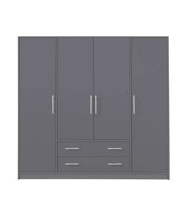 Kleiderschrank Caspe 200 cm anthrazit modernes Design ABS-Finish und Aluminiumgriffe