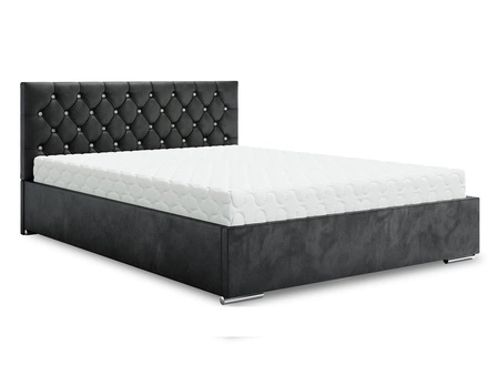 Polsterbett Bauru 140x200 graphit Bett mit Staukasten im modernen skandinavischen Stil mit gestepptem Kopfteil mit Kristallen