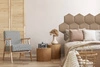 Gepolstertes Paneel Hexagon 40x35 cm beige stilvolles Wandpaneel Veloursstoff modische Dekoration jedes Interieurs