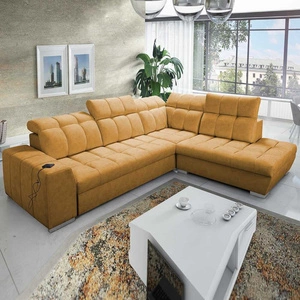 Ecksofa mit Schlaffunktion Luigi VII Honig rechts bequemes klappbares Ecksofa in einer modernen Form