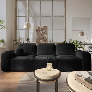 Sofa mit Schlaffunktion Arbon schwarz komfortables und stilvolles Sofa für das Wohnzimmer weicher Plüschstoff verleiht einzigartigen Charakter