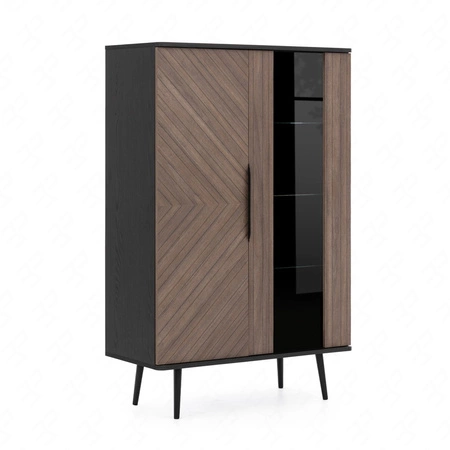 Tullio Möbelset schwarz graphit / Kapitänsdeck elegante Wohnwand mit interessanten Designkantengriffen