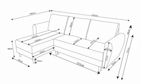 Ecksofa mit Schlaffunktion Rovigo creme links elegantes Ecksofa in skandinavischer Form großer Bettkasten