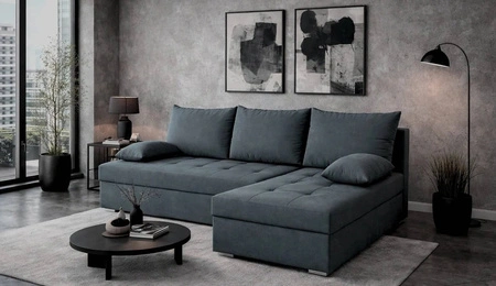 Ecksofa mit Schlaffunktion Fasti dunkelgrau Universal-Ecksofa mit Bettkasten Garantie für höchsten Komfort