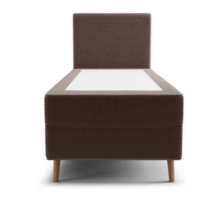 Boxspringbett Totti 90x200 braun stilvolles Bett mit Bettzeug Lagerung dreidimensionalen Stoff mit ausdrucksstarken Streifen