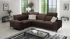 Ecksofa mit Schlaffunktion Kelly Sleek II schokoladenbraun linke Seite elegantes Ecksofa für Wohnzimmer aus gewebtem Stoff