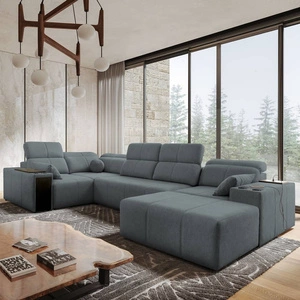 Ecksofa mit Schlaffunktion Tesalia IV grau rechtsseitiges Komfort-Ecksofa für den Wohnbereich mit innovativer Schiebefunktion der Rückenlehne
