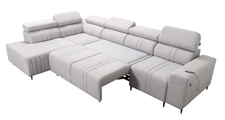 Ecksofa mit Schlaffunktion Castel XI braun linksseitig bequemes Ecksofa mit Stauraum für Bettzeug strapazierfähiger Stoff