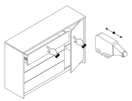 Kommode Latika 137 cm Burgunder Eiche / weiß modernes Möbeldesign Kommodenkante mit speziellem ABS-Furnier Türen und Schubladen Push-to-Open-System