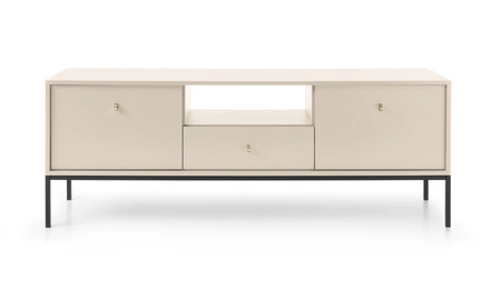 TV-Schrank Mono 154 cm Beige Minimalistisches Design schlichte Form mit metallischen Elementen stilvoller goldener Griff