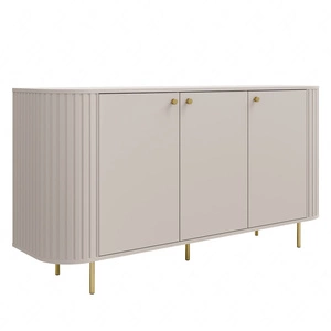 Kommode Ovalio 165 cm beige minimalistische Form macht eine Kommode für das Wohnzimmer stilvolle ovale Form dekorative Fräsen auf den Körper