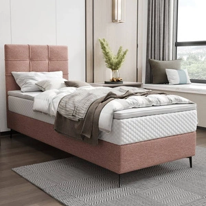 Boxspringbett Irvine 90x200 rosa stilvolles Bett mit Bettzeugablage und hohem Kopfteil besticht durch sein elegantes Design