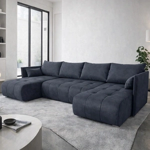 Ecksofa mit Schlaffunktion Selva U grau interessant präsentiert Ecksofa für Wohnzimmer Samtstoff mit eleganter Struktur
