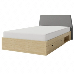 Bett mit Schubladen Olivio 120x200 cm Eiche geölt ideal für ein Kinderzimmer mit gepolstertem Kopfteil und Schubladen