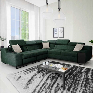 Ecksofa mit Schlaffunktion Alcamo III grün links Funktions-Ecksofa mit Schublade in der Seite zwei Behälter für Bettzeug