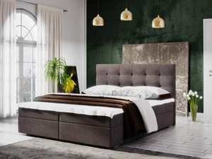 Continentalbett Flint 140x200 braun im modernen skandinavischen Stil mit gestepptem Kopfteil