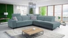 Ecksofa mit Schlaffunktion Kelly Sleek IX arctic blue rechtes bequemen Armlehnen und verstellbaren Kopfstützen