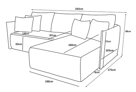 Ecksofa mit Schlaffunktion Oroso kastanienbraun rechte Seite weicher Samtstoff mit hydrophober Beschichtung Bettzeugbehälter