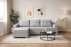 Ecksofa mit Schlaffunktion Pablos grau Esche Universal-Ecksofa mit Bettzeugablage dekorative Steppung auf dem Sitz