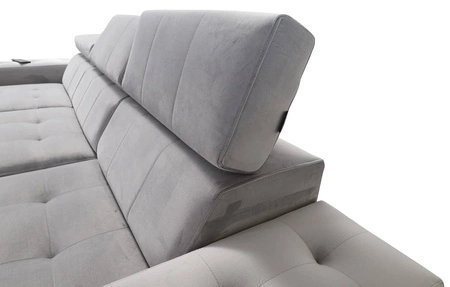 Ecksofa mit Schlaffunktion Hampton beige rechte Ecke stilvolle Steppung auf dem Sitz weicher Polsterstoff Ecksofa mit Verlängerung