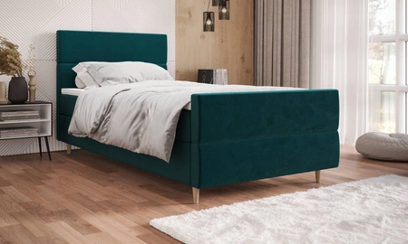 Boxspringbett Benet 120x200 türkis im modernen skandinavischen Stil mit gepolstertem Kopf- und Fußteil Bett mit Staukasten