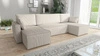 Ecksofa mit Schlaffunktion Rebenes U beige Universal-Ecksofa dreidimensionaler Stoff mit ausdrucksstarken Streifen Bettzeug-Container