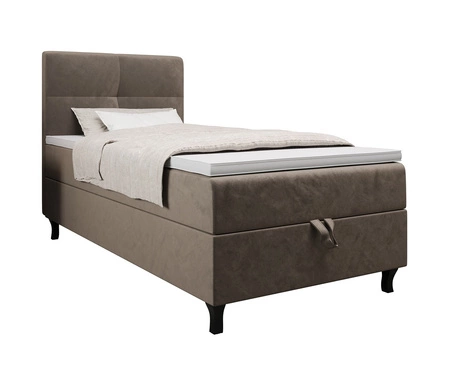 Boxspringbett Melba 120x200 hellbraun Bett im modernen skandinavischen Stil mit gepolstertem Kopfteil Bett mit Staukasten