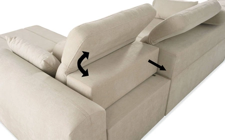 Ecksofa mit Schlaffunktion Cetara III creme rechts Ergonomisches Ecksofa mit verschiebbarer Rückenlehne und verstellbaren Kopfstützen