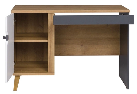 Schreibtisch Memone 110 cm goldene Eiche / weiß / graphit idealer Schreibtisch für Jugendzimmer oder Home Office im skandinavischen Stil