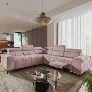 Ecksofa mit Schlaffunktion Castel III Lux rosa rechte Ecke äußerst bequemes Ecksofa für das Wohnzimmer mit ausziehbarer Fußstütze