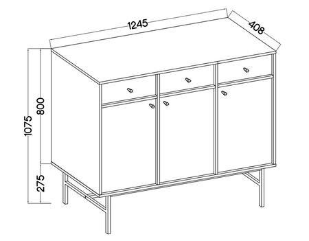 Kommode Kioto III 125 cm schwarz graphit minimalistische Form ideale Kommode für Schlafzimmer oder Wohnzimmer stabiler Rahmen