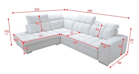 Ecksofa mit Schlaffunktion Luigi VII blau links bequemes Ecksofa in modernem Design